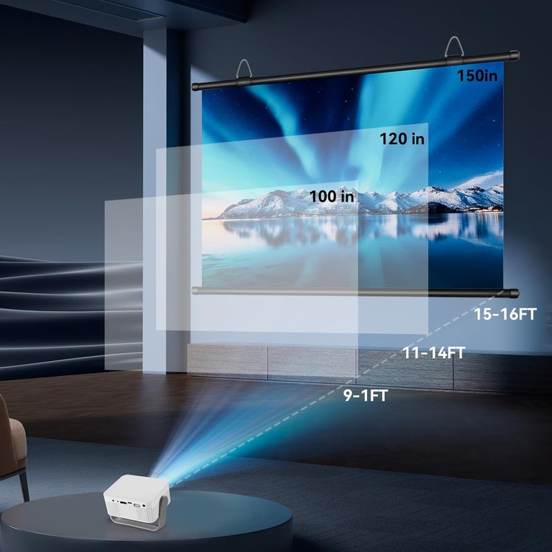 XIAOHUI 100-Inch Portable Projector Screen, 16:9 Aspect Ratio, Non-Perforated Anti-Light, Easy Install,100% Polyester Professional Projector Screen Pull Down - Image 5